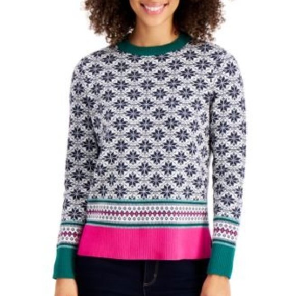 NWT Charter Club Fair Isle Sweater Intrepid Blue - Picture 1 of 1